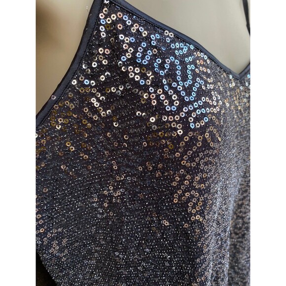 EXPRESS Gray Silver Sequinned Metallic Camisole Tank top Size L - Picture 7 of 11